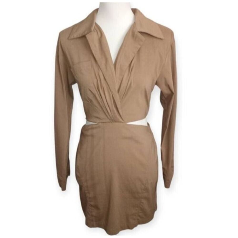 LULU'S KHAKI CUTOUT MINI DRESS SZ.M EUC. - Picture 2 of 8